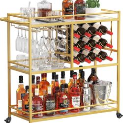 Three Tier Gold Bar Cart