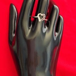 Heart Design With Black Stones Sterling Silver Ring