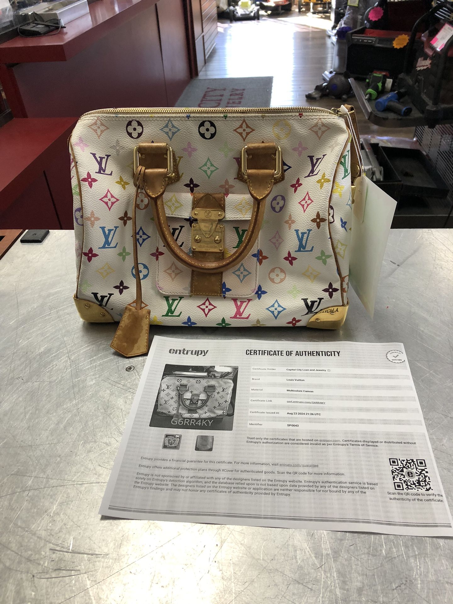 1003 Louis Vuitton Speedy 30 LVxTM Multicolor Handbag Entropy Authenticated 006751