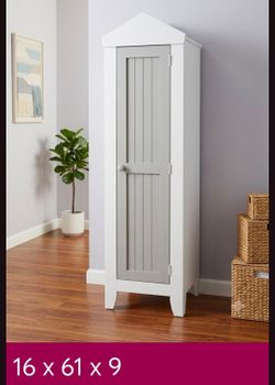 Tall white accent cabinet