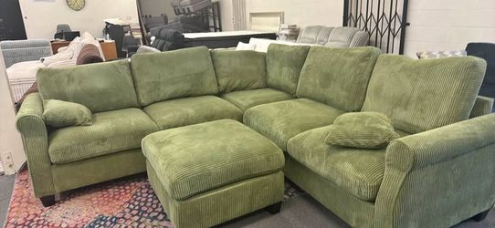 New Corduroy Sectional. Green, Grey, Beige, Black. 99”x99”. Free Delivery!