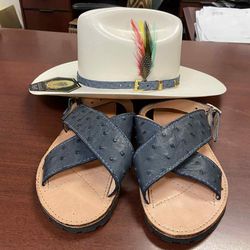 Huaraches y sombrero Sinaloa de 10,000X en piel exotica