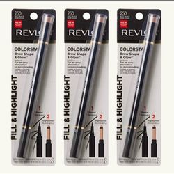 3 Pieces Of Revlon Colorstay Shape & Glow Eye Brow Marker and Highlighter, Soft Black, 0.02 Oz (Marker), 0.008 Oz (Highlighter)