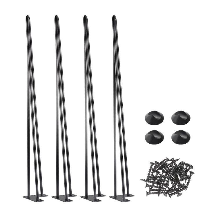 Hairpin Legs for Chairs Tables Metal 34 Inch w/ Feet Set of 4, Black - Remodeling Needs - Independence Day Sale