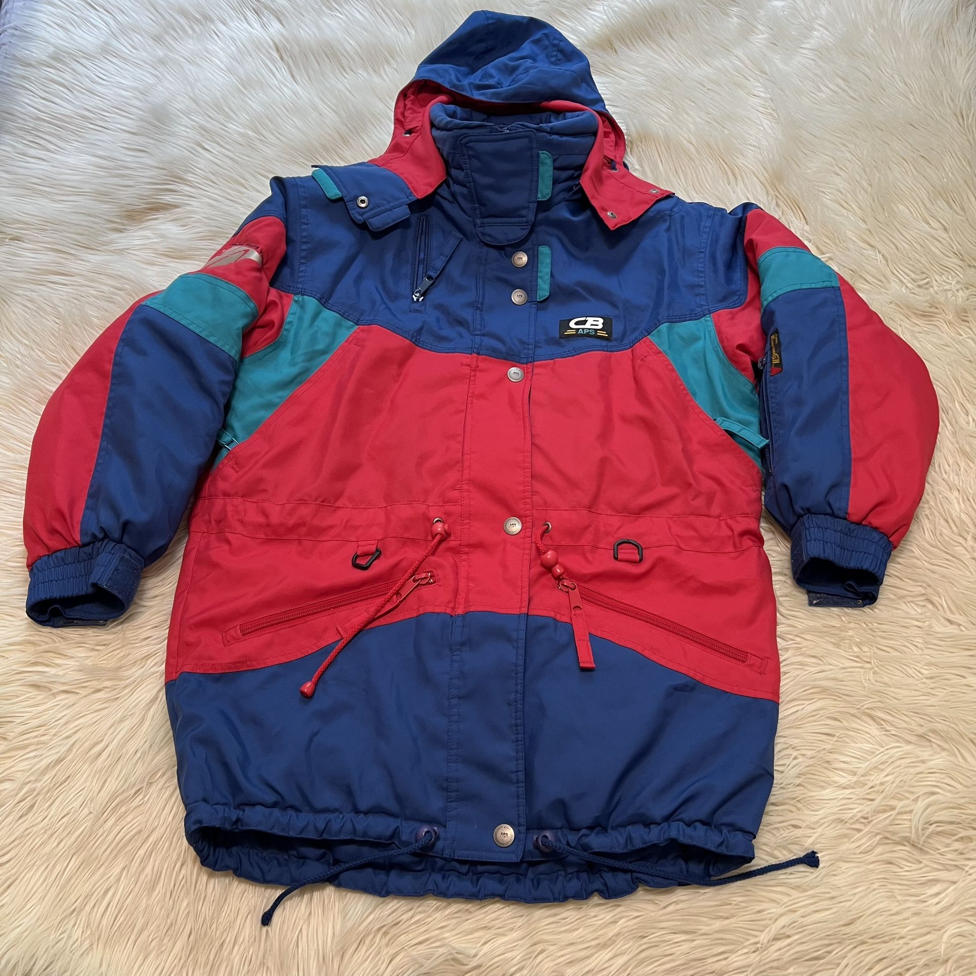 Vintage APS CB Ski Coat Entrant Waterproof Hooded Colorful Colorblock Women’s M