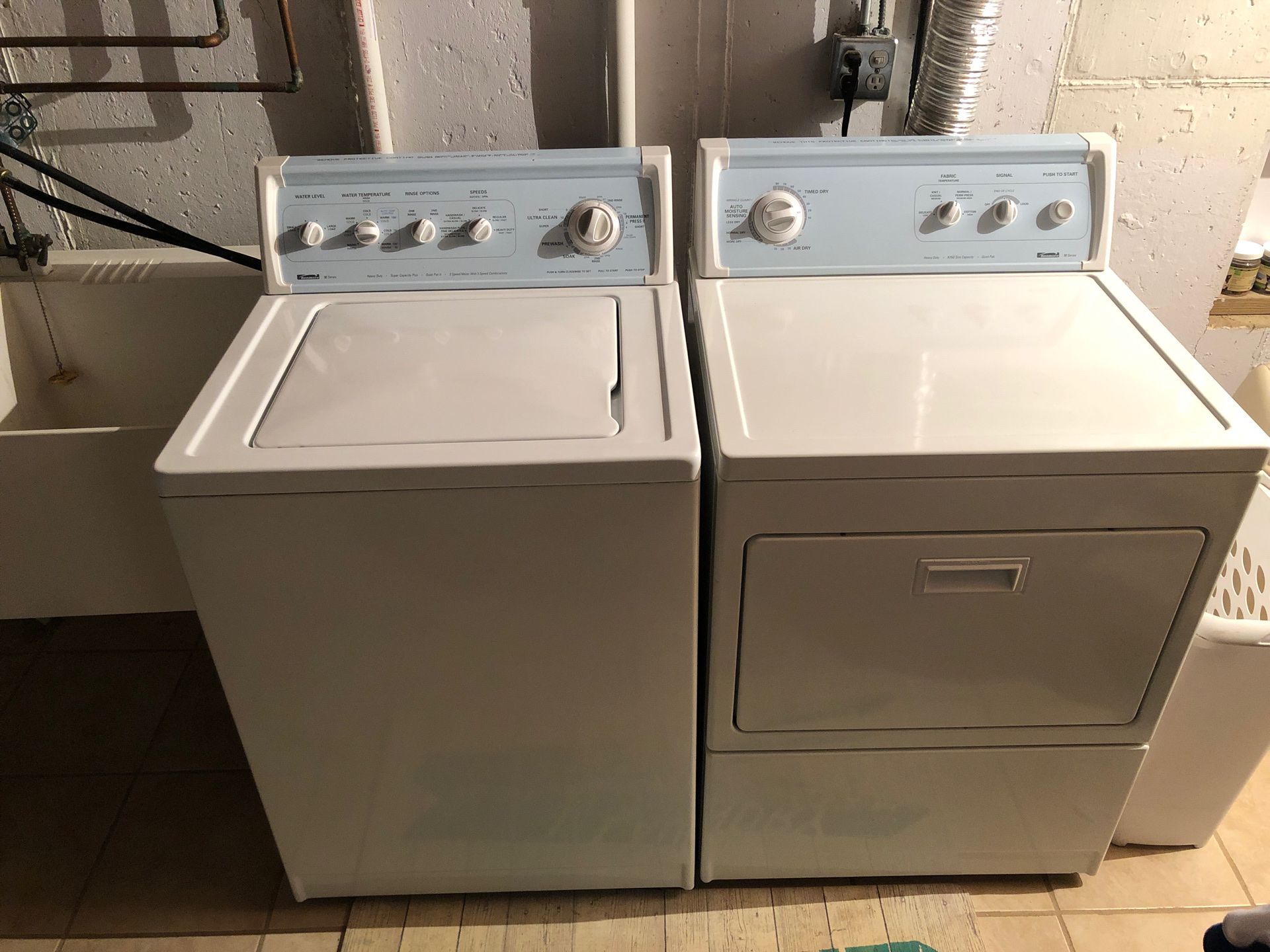 Kenmore 90 series washer and dryer super capacity plus