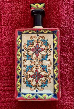 Hand-Painted Talavera Ceramic Bottle
