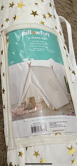 Target Pillowfort A Frame Tent Gold Star Pattern EUC