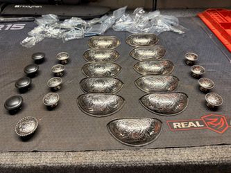 Western engraved floral old silver cabinet pulls and knobs