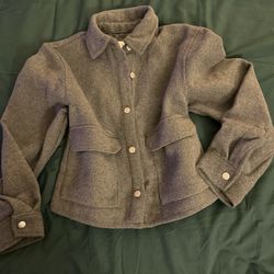 H & M Dark Gray Button Up Cropped Jacket XS