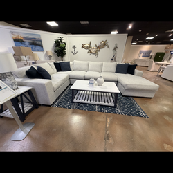 Sections + chaise + tables + lamp