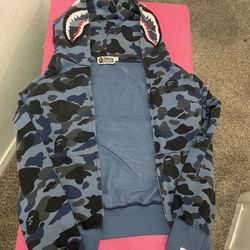 BAPE Blue Camo Full Zip Shark Hoodie-Authenic