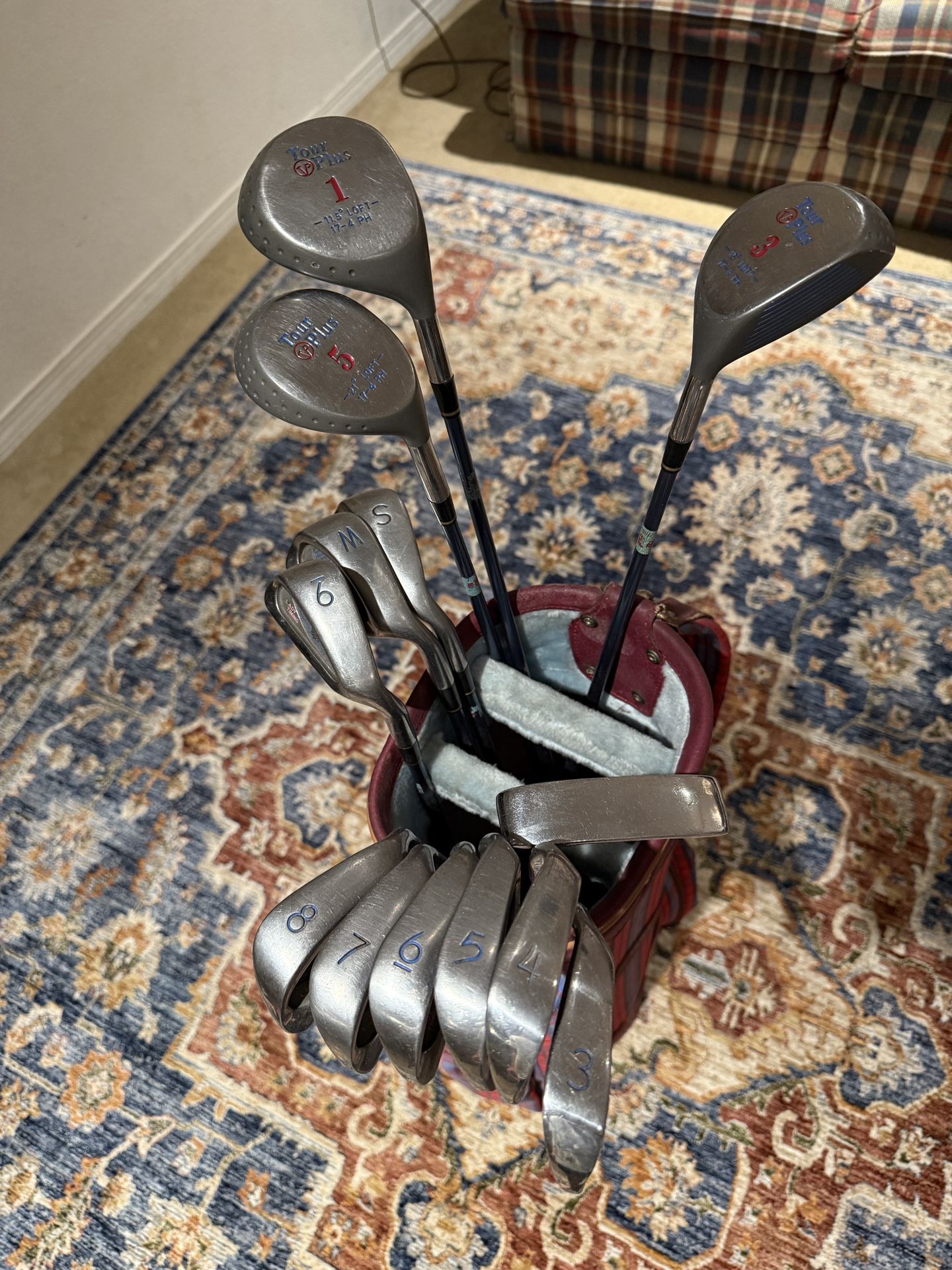 Vintage Ladies Golf Set – Green Power Bag + Lady Timing Irons + Tour Plus Woods (1, 3, 5)