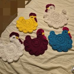 Crocheted Chicken Pot Holders