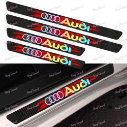 4PCS Carbon Fiber Car Door Scuff Sill Cover Panel Step Protector For Audi -(3-SDSR-AUDI-NEO