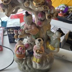 Vintage Chinese Porcelain Figurine – Children with Peach Tree
