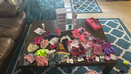 Baby doll closet with clothes