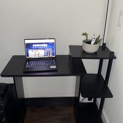 🖥️ Modern Black Desk – Space Saving