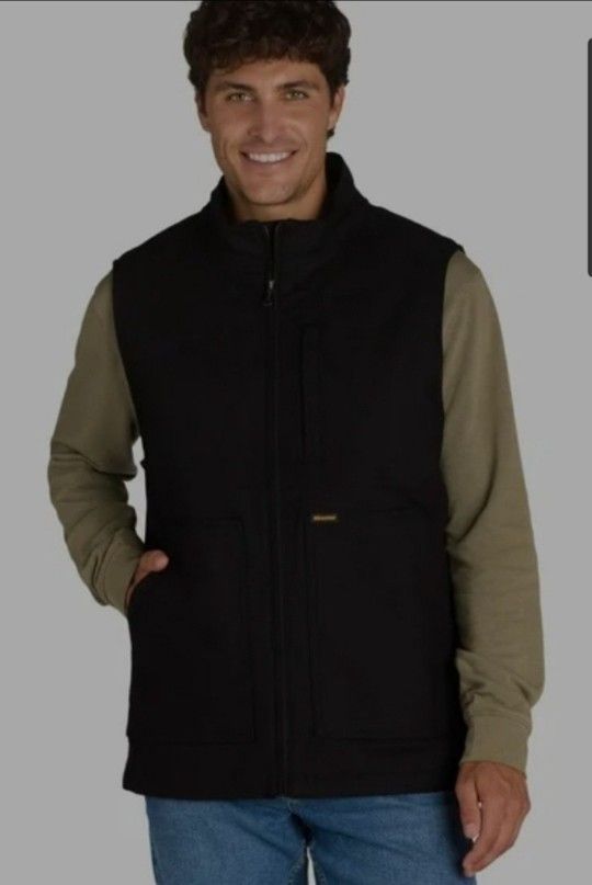 BRAHMA Canvas Work Vest With Quilted Interior Black Zip-up Size S(34-36) *NEW WITH TAGS*