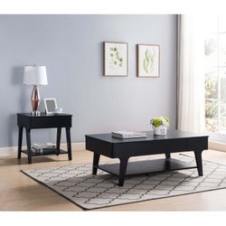 2PCS Black Coffee & End Table w/ Open Bottom Shelf 👍FREE FINANCING AVAILABLE❗NO CREDIT CHECK❗ 