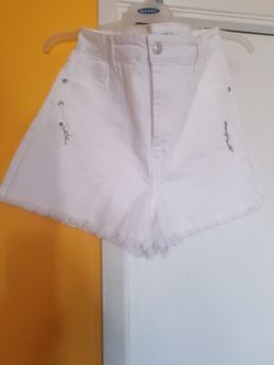 White Rhinestone Shorts 