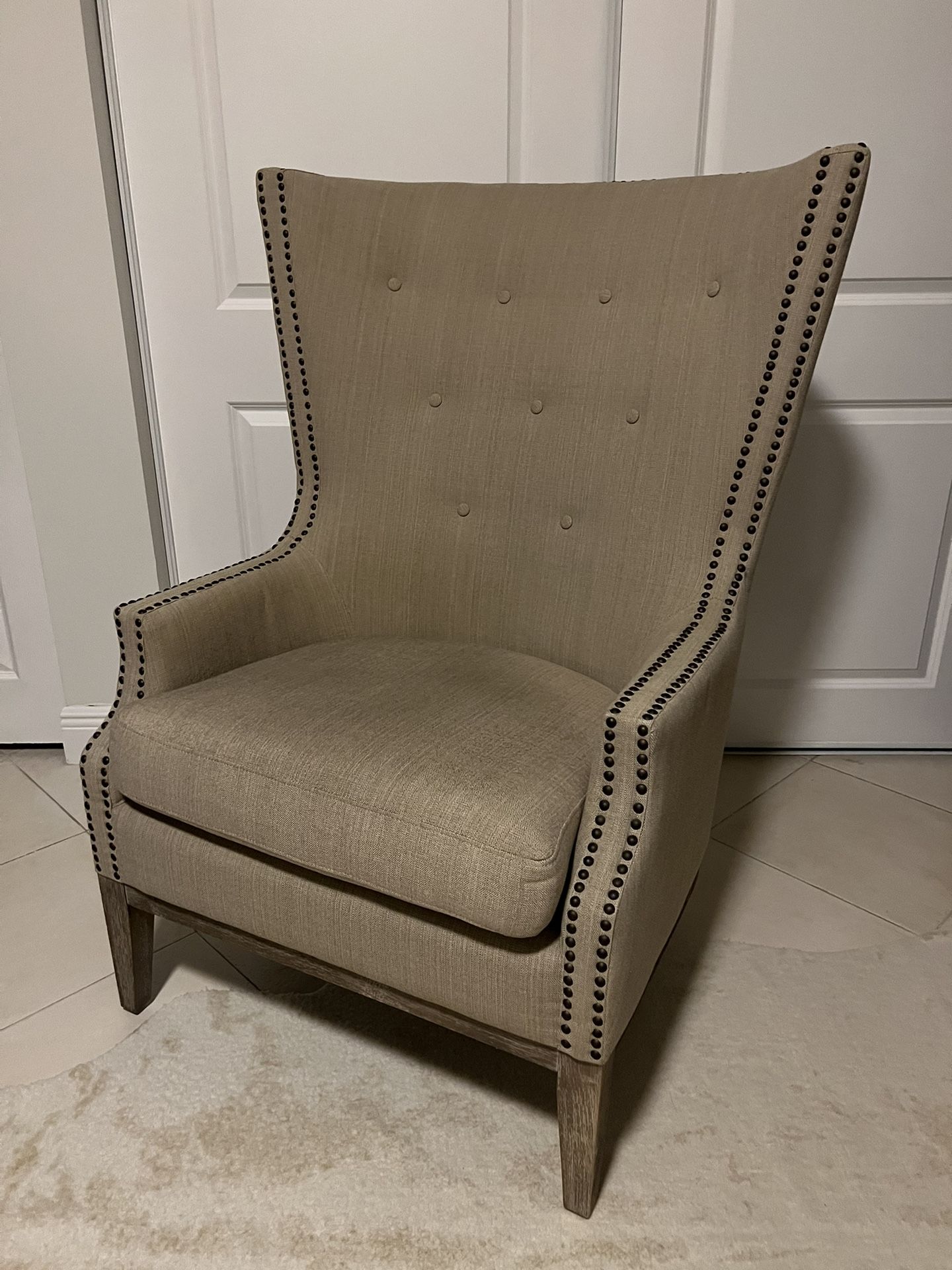 Beige Studded Armchair With Back Tufting!!!