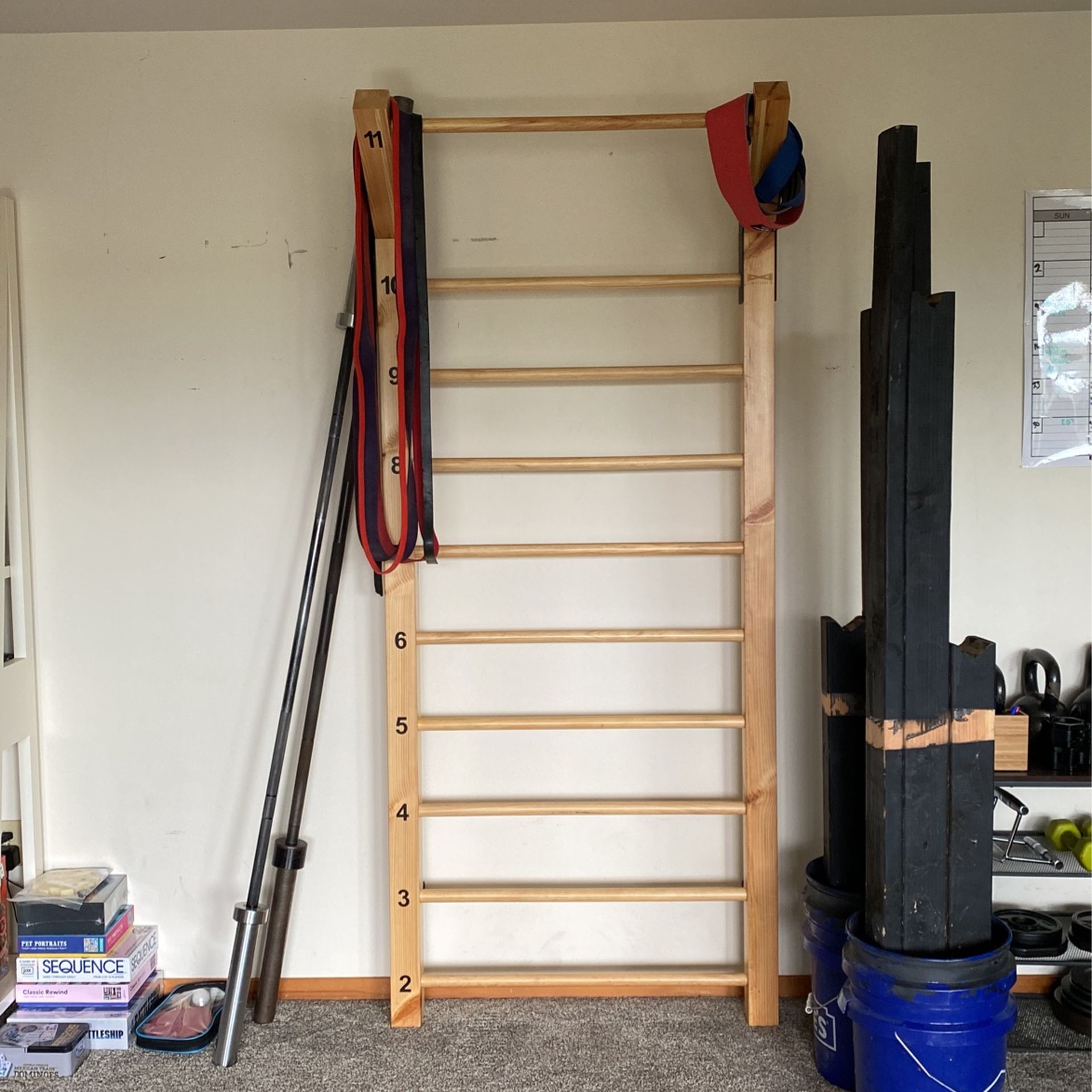 Fitness Swedish Ladder Wood Stall Bar / Pull Up Bar