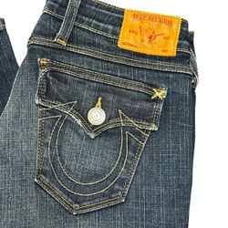 NWOT True Religion Billy Jeans Women’s 28 Distressed Embroidered Boot Flap
