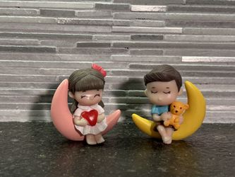 One Pair Moon Couple Romantic Figurines Diy Ornaments Bonsai Home Table Decoration