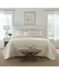 Laura Ashley - Twin Quilt Set with Shams, Cotton, Reversible 100% Cotton