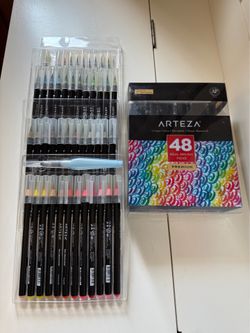 real brush pens *missing 2 pens 46 counts used once