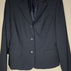 Nygard Collection Women's Black Lined Button-Up Blazer Jacket Size 8