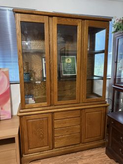 Solid Oak China Hutch