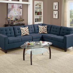 Brand New Blue Navy Sectional Sofa (Pillows Included)