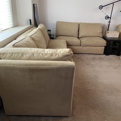 Couch Tan Custom Thomasville Microsuede 
