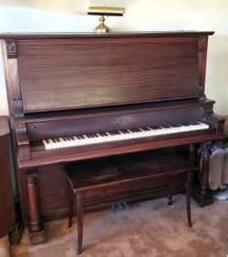 Upright KING Piano Ornate Wood 88 Keys 3 Pedals & Bench