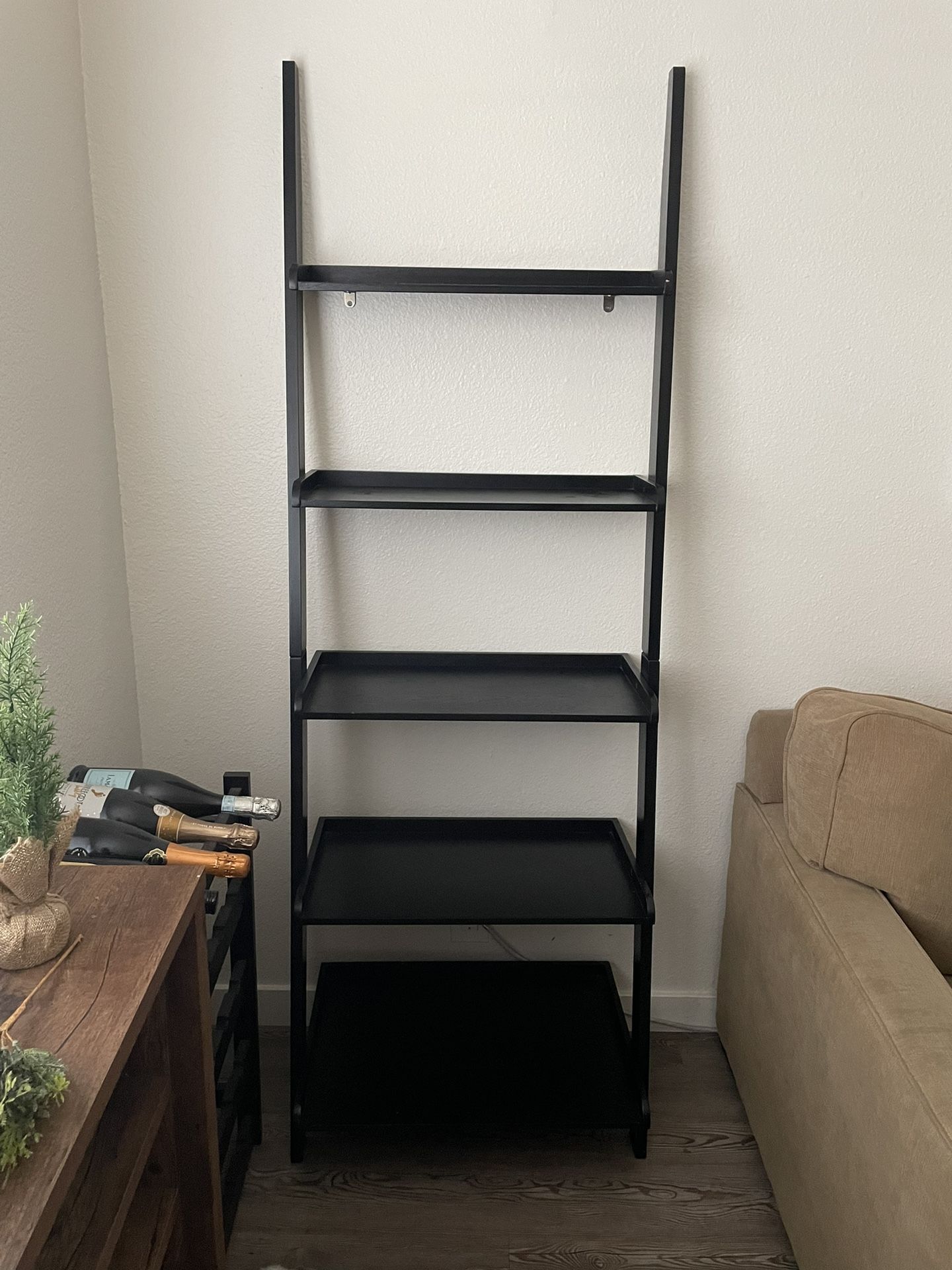 Black Wood Ladder Shelf