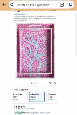 Pink Mosaic Decorative Tray set of 2