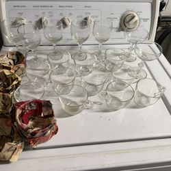 LOT Vintage Glass Punch Cups, Wine, Water, Champagne Glasses ALL FOR 
