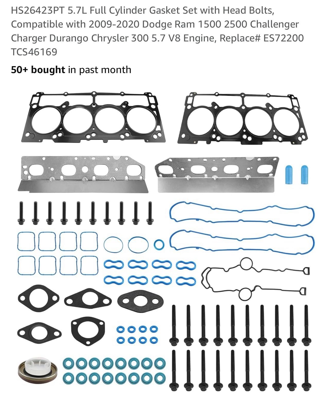 5.7 L Full Cylinder Gasket Set Durango Chrysler