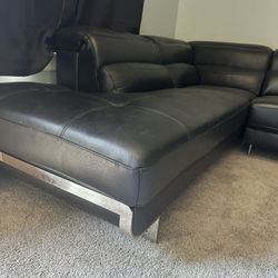 Black Italian Butter Leather Sofa 
