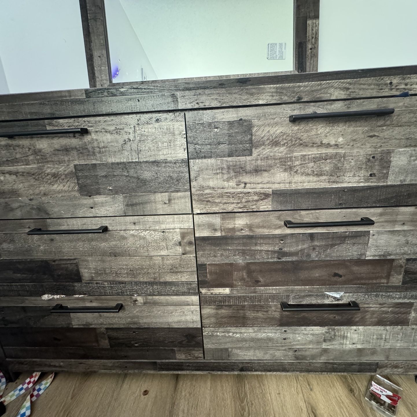 Brown Wood Dresser And Mirror