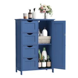 Floor Storage Cabinet, Farmhouse, 4 Drawers and 1 Door,32.3" H Freestanding Organizer Unit, Kitchen, Bathroom, Living Room, Bijou Blue, SOFIE Collecti