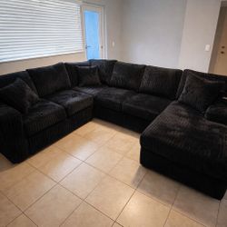 BLACK corduroy sleeper sectional 🛋️ FAST DELIVERY!  📦 