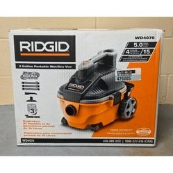 RIDGID 4 Gal. 5.0HP Portable Shop Vacuum Wet Dry Vac with Bonus Car Kit, New