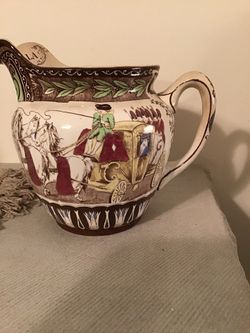 RARE ANTIQUE BUFFALO POTTERY 1907 CINDERELLA PITCHER JUG NUMBERED
