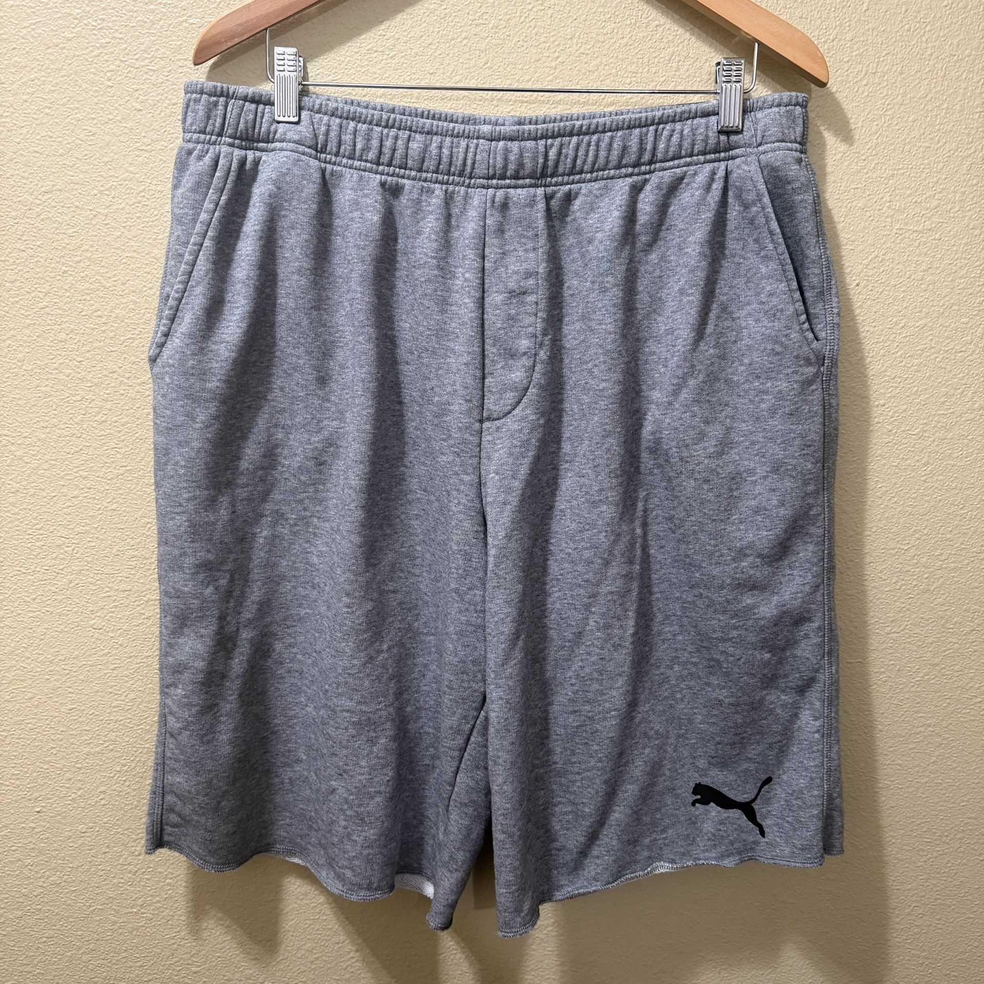 Men’s XL Puma Gray Cut Off Gym Sweat Shorts w/ Pockets