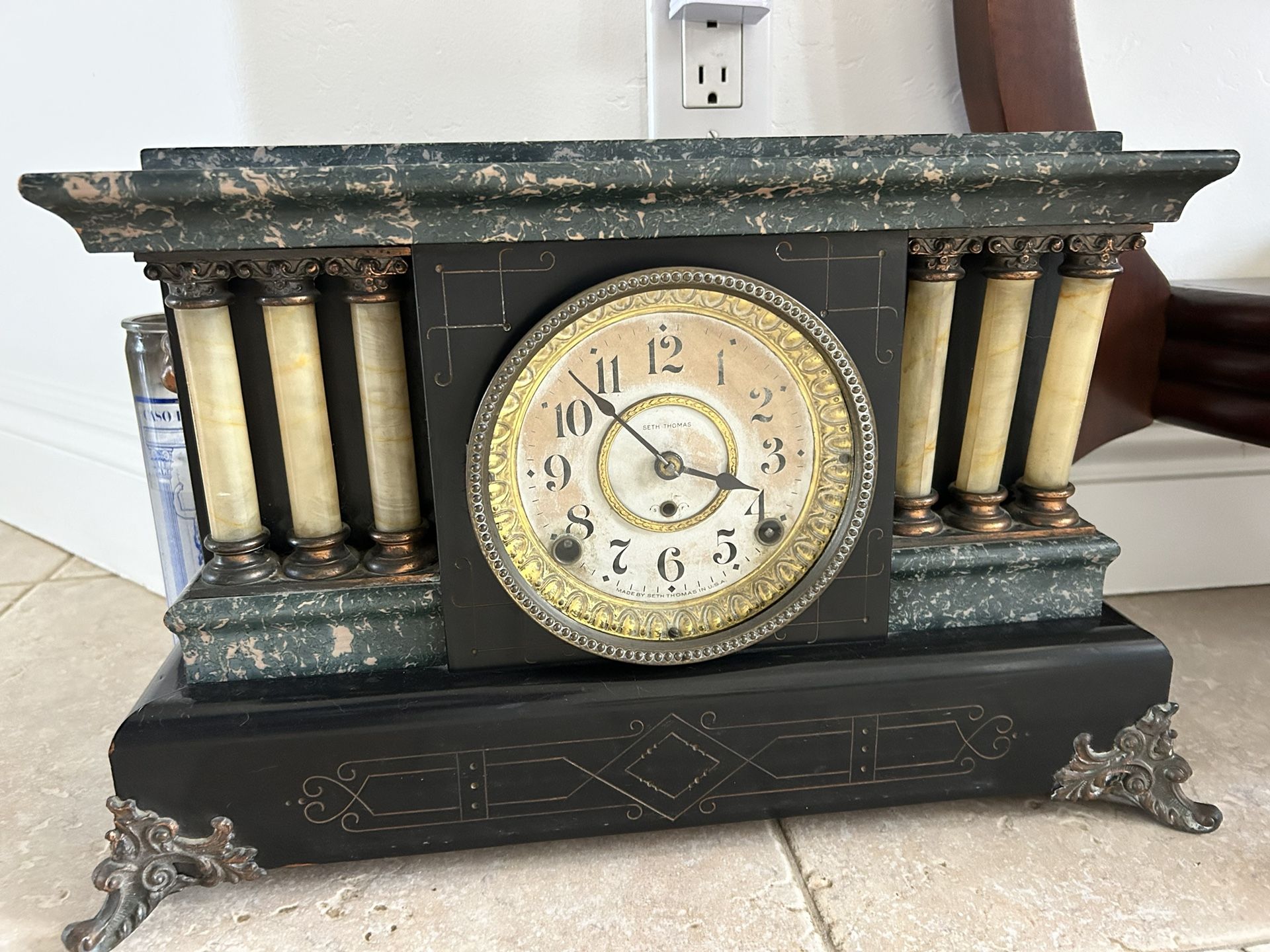 Seth Thomas Adamantine Clock - Wind Up - Antique