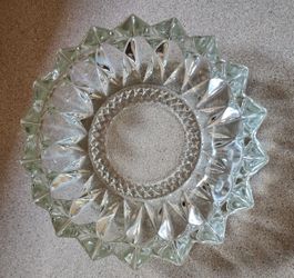KIG Indonesia Clear Glass Cut Cigar Cigarette Ashtray Candy Dish 8"