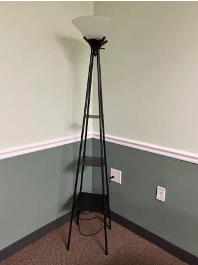 Tall Metal Floor Lamp With Glass Lamp Shade